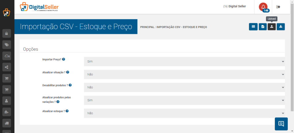 Importação CSV - Estoque e Preço - upload
